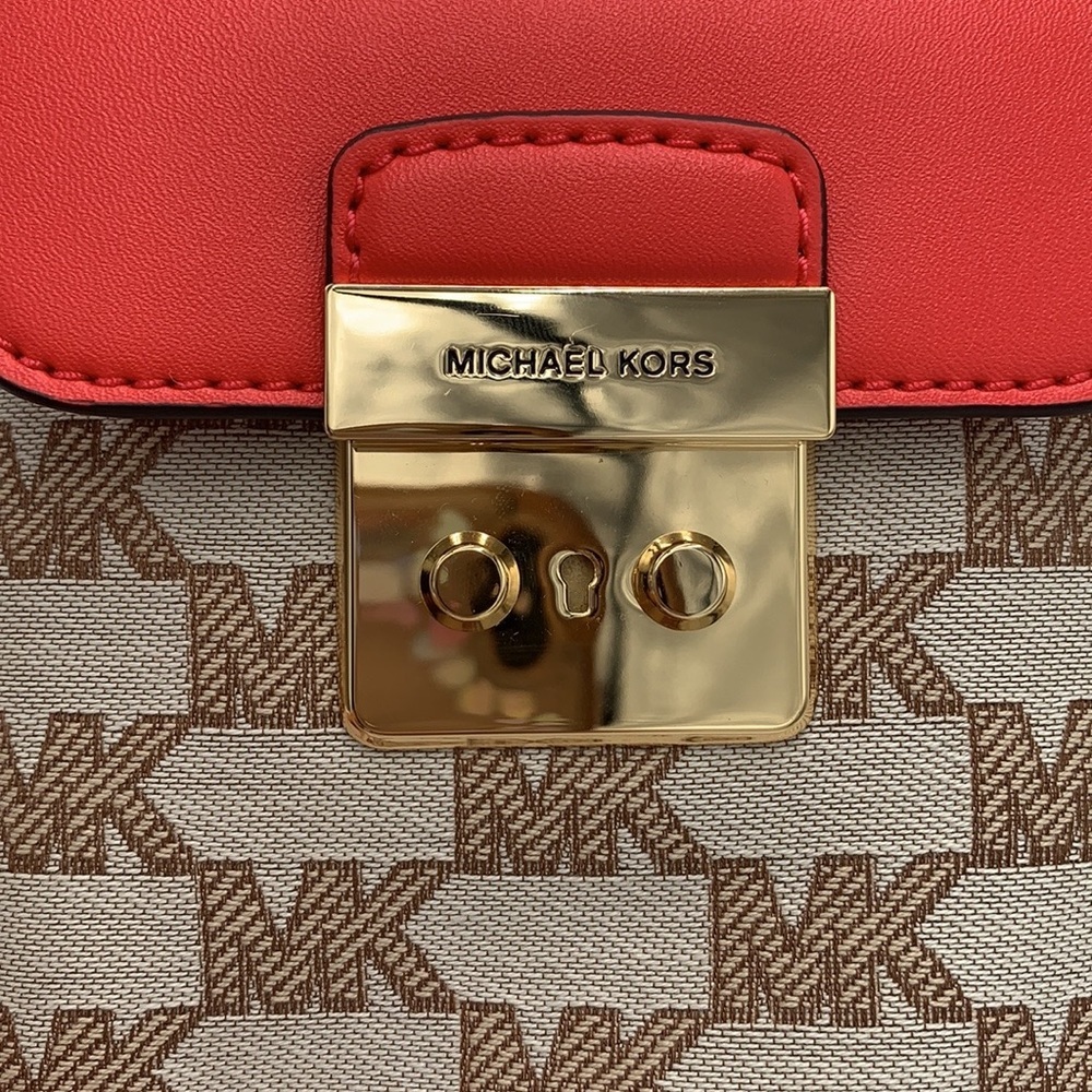 MICHAEL KORS SLOAN EDITOR SMALL NS TOP ZIP FLAP PACKET XBODY GRAPEFRUIT MULTI - Picture 14 of 16